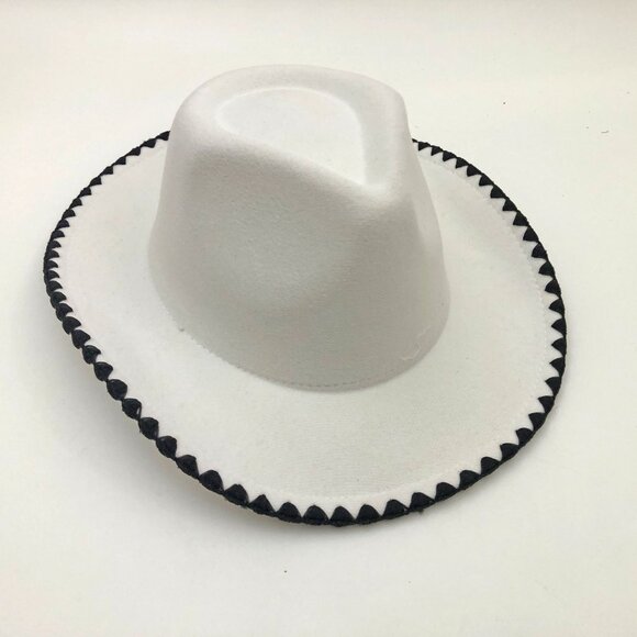 Jen & Co. Oakley Contrast Cowgirl Hat White With Black Trim Size Med-Large